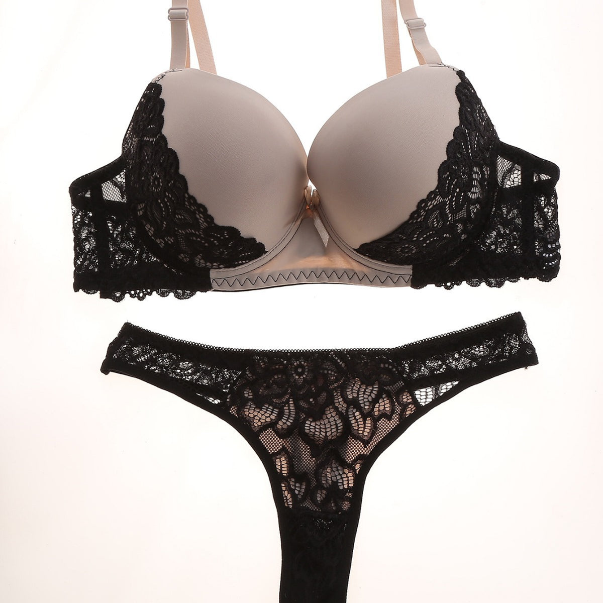 FREEDOMBEAUTY | Women's lace sexy comfortable underwear hollow bra panty set bra European and American style light and thin strapless