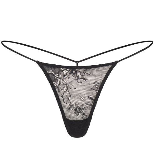 FREEDOMBEAUTY | T223 SKIMS Lace Low Waist Thong Women's T Black Elastic Ultra-thin Cross-Border Bikini Three-Point Sex