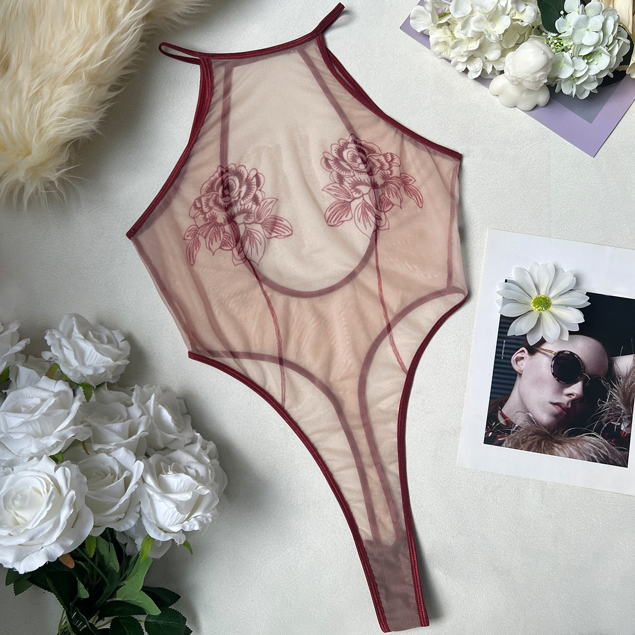 FREEDOMBEAUTY | European and American women's hollowed-out leggings backless integrated underwear backless tights