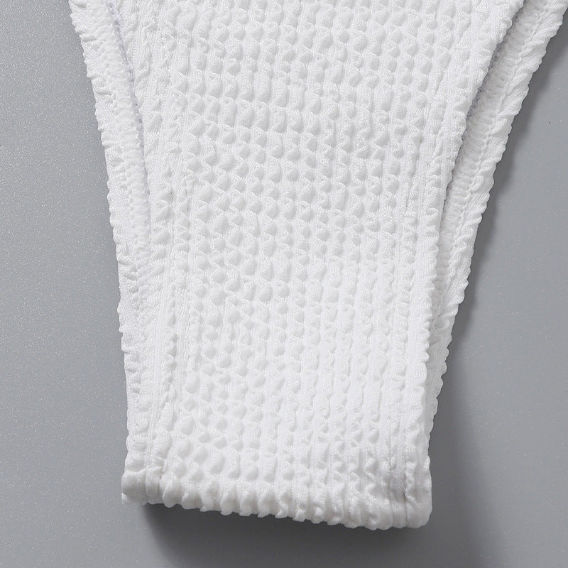 FREEDOMBEAUTY | 2025 European and American women's split swimsuit, solid color suspender sexy thong bikini swimsuit