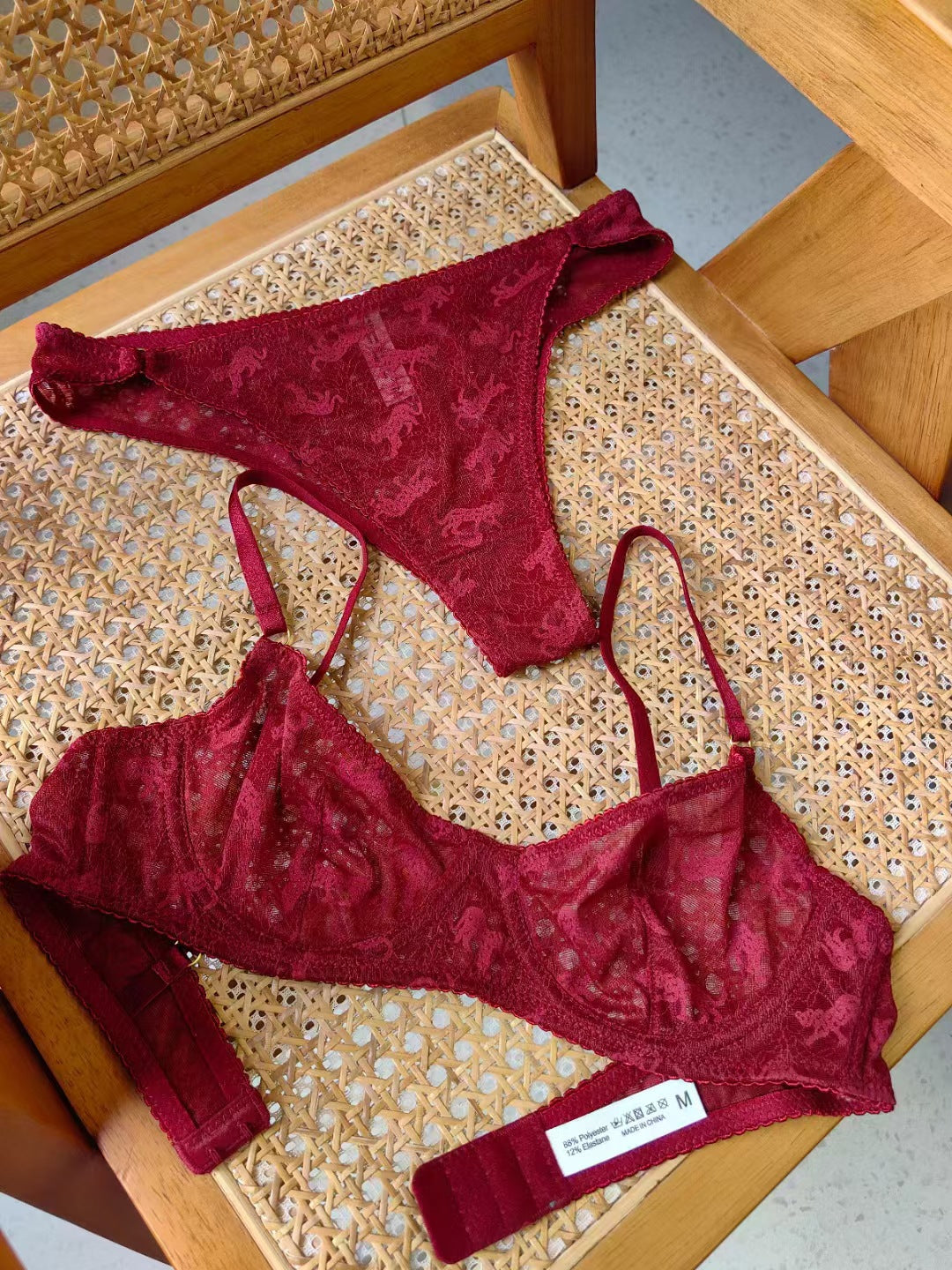 Freedombeauty | French lace underwear big breasts show small gathering bra animal print sexy transparent bra set