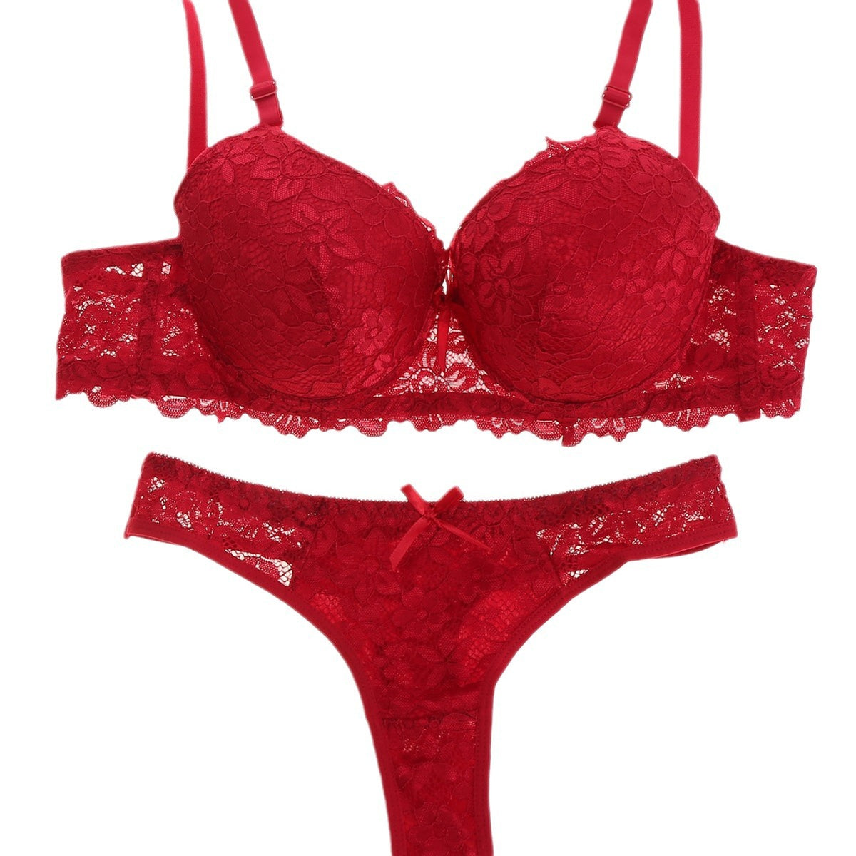 FREEDOMBEAUTY | Luxury Sexy Women's Lace Bra Set French Lace Underwear Panties Gathering Comfortable Lace Hook