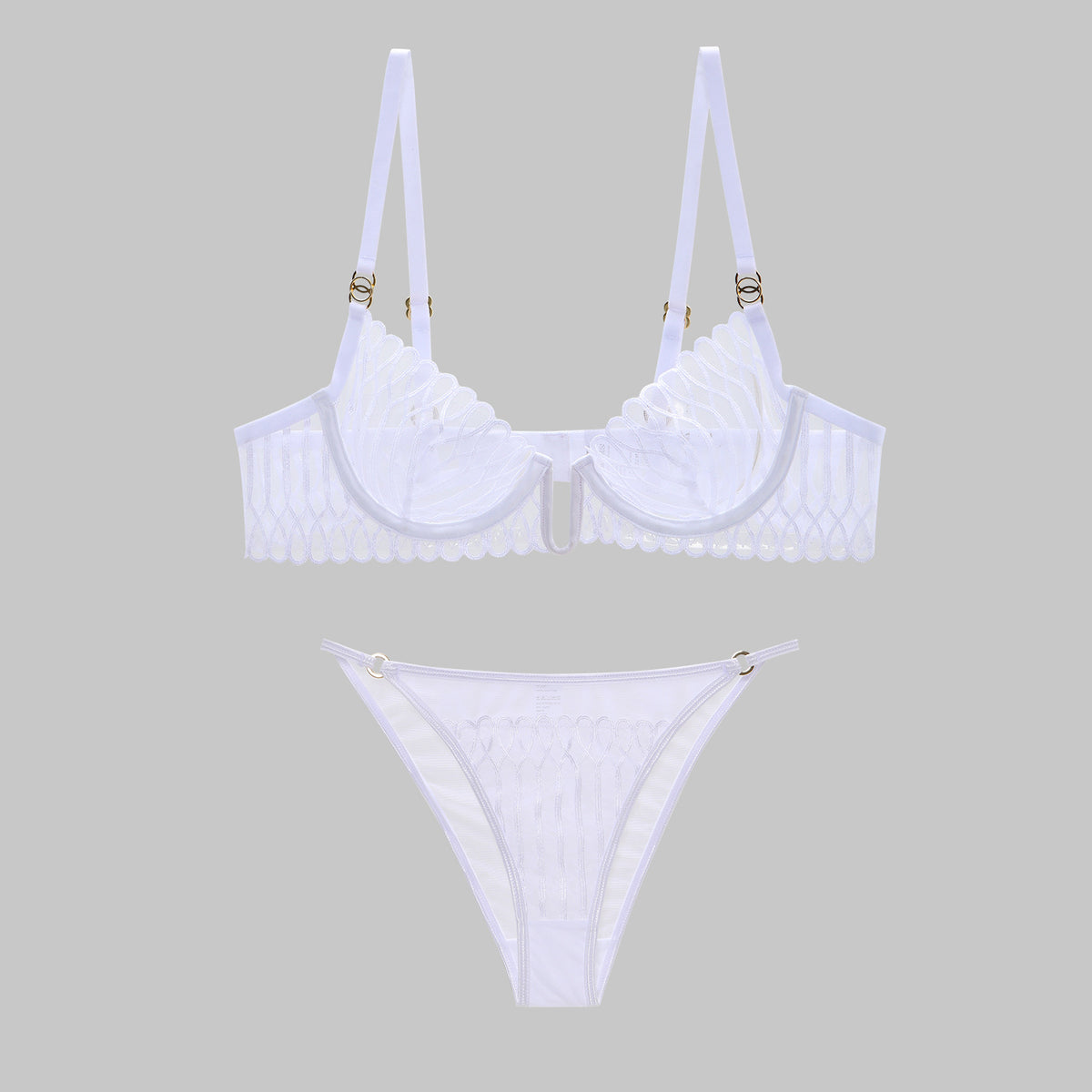 FREEDOMBEAUTY | Shellfish lace elegance temperament deep U steel rim natural shaping sexy French underwear bra panties French underwear