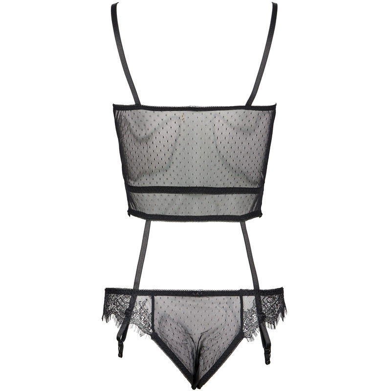 Freedombeauty | FQ2735 French lace see-through underwear with steel rim sexy inner sex bra garter briefs set