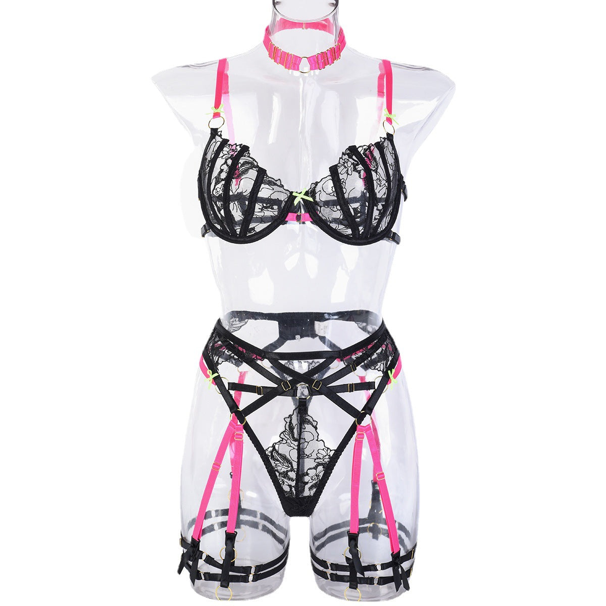 FREEDOMBEAUTY | 6-piece set of European and American foreign trade fun, autumn multi-color matching cute flowers with neck underwear