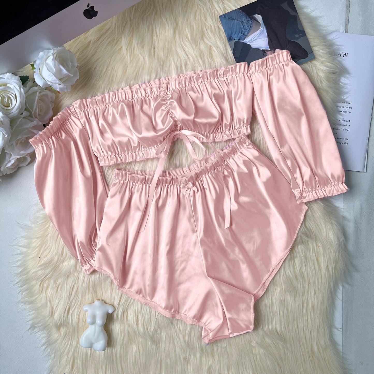 freedombeauty|Sexy tube top pajamas fashion casual loungewear shorts set