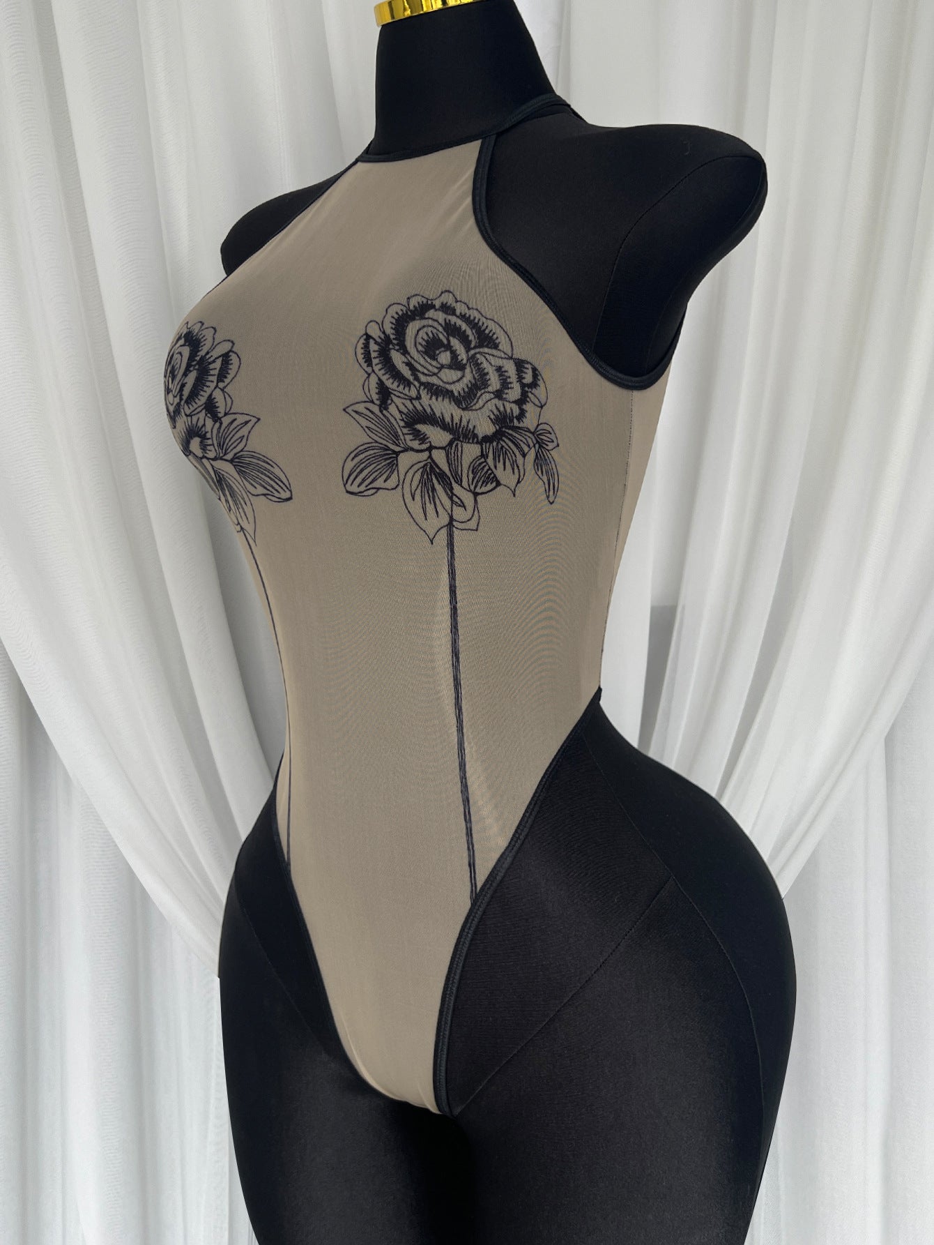 FREEDOMBEAUTY | European and American women's hollowed-out leggings backless integrated underwear backless tights