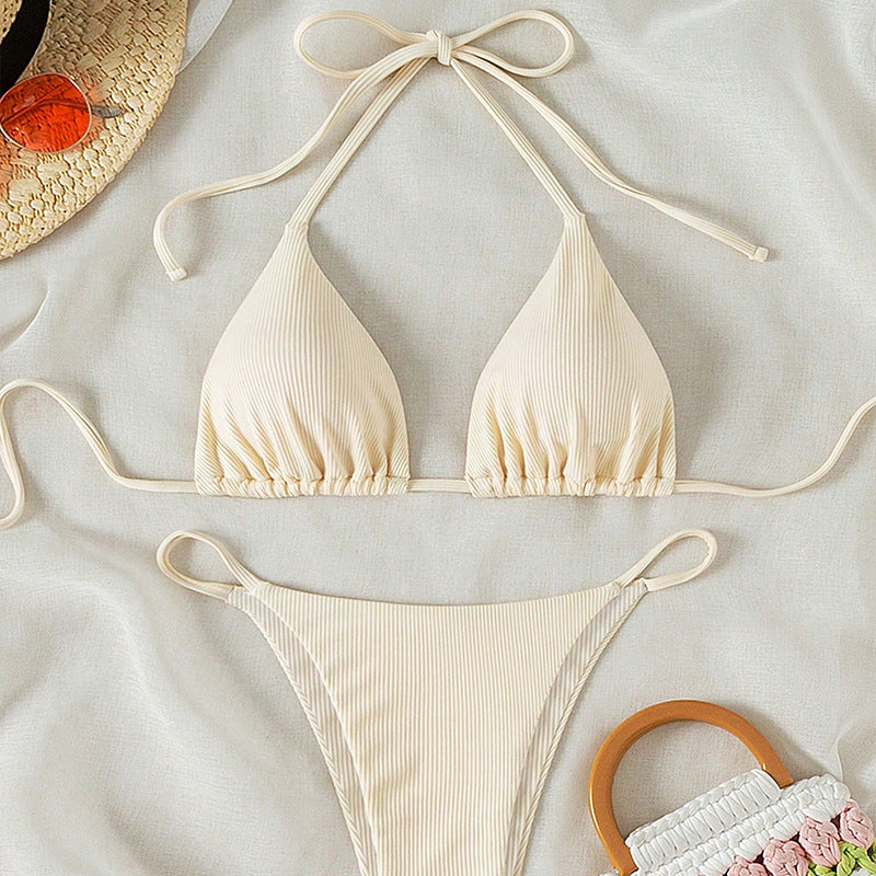 FREEDOMBEAUTY | Lace-up bikini swimsuit women 2025 new European and American sexy beach bikini hot spring swimsuit