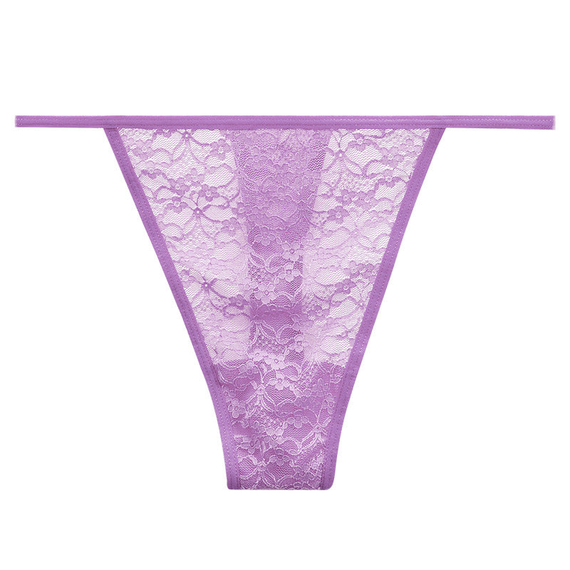 FREEDOMBEAUTY | Cross-border foreign trade interest temptation lace thong women, sexy transparent mesh embroidered underwear low-rise thin belt T-pants