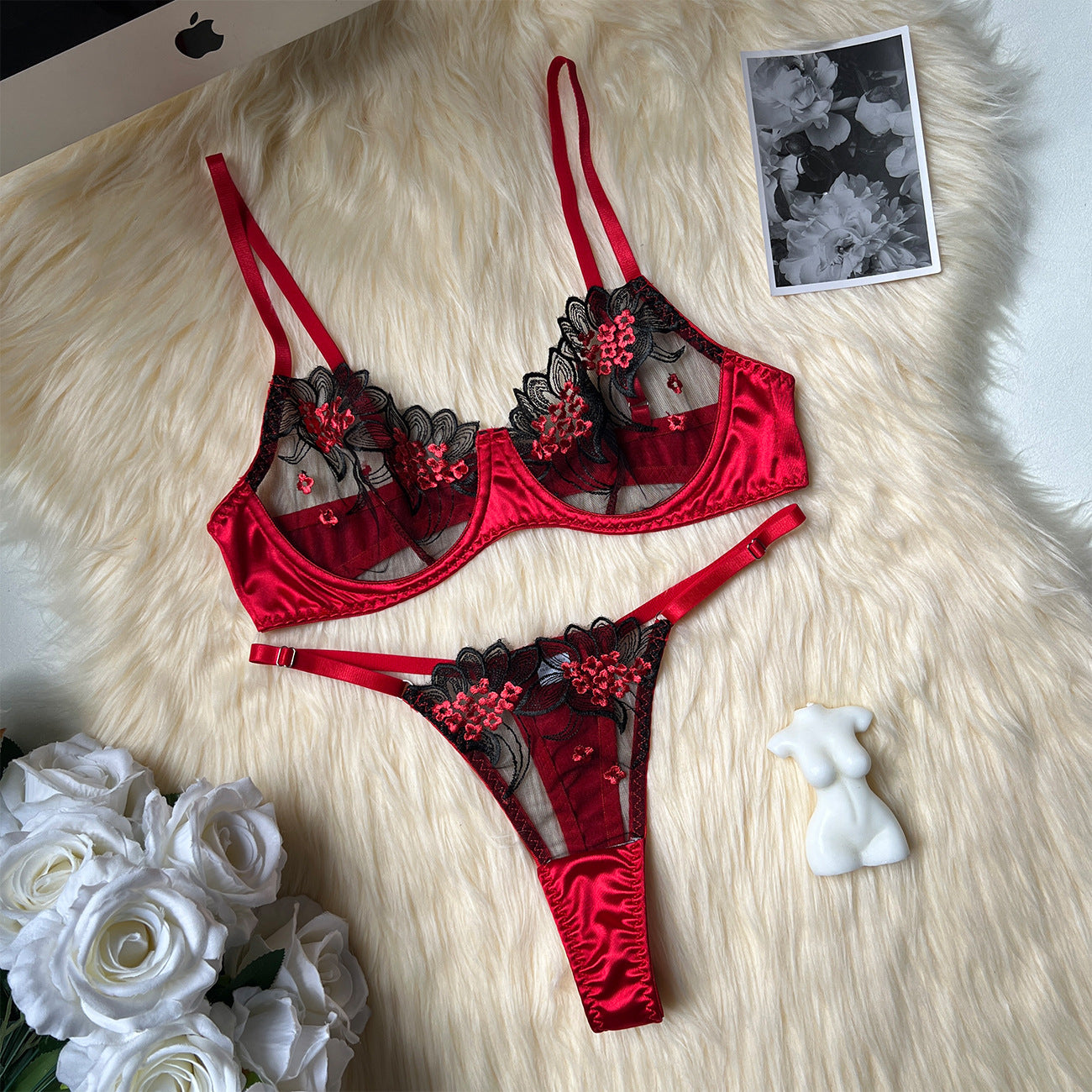 freedombeauty|Fun Tassel Underwear Steel Rim Mesh Underwear Set Sexy Kit