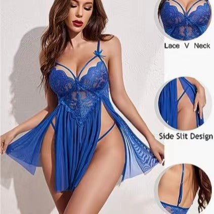 FREEDOMBEAUTY | sexy temptation suspender underwear sex uniform set pure lace maid large size pajamas