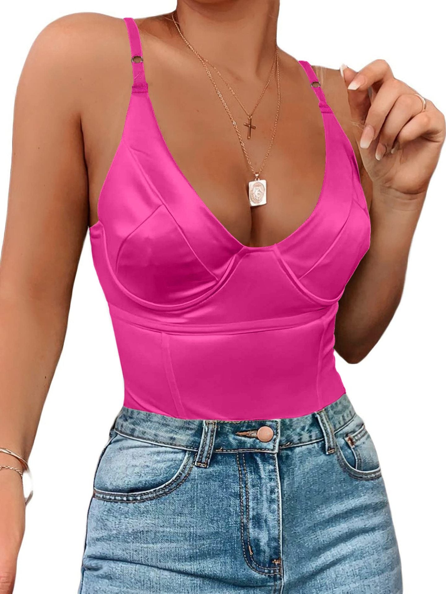 freedombeauty｜Independent Station Wholesale Women's Spring and Summer Sleeveless One-piece Suspender Vest Women's Outer Wear