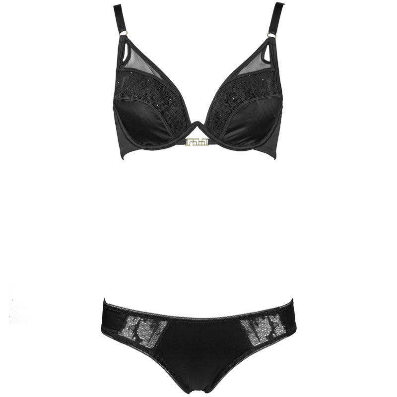 FREEDOMBEAUTY | FQ2851 Honeycomb cotton cup sexy underwear comfortable steel ring simple fashion adjustment bra briefs set