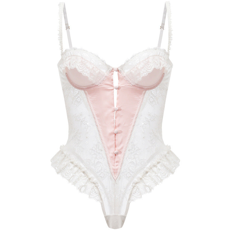 FREEDOMBEAUTY | 2331 Sexy seduction hint lingerie uniform women's small breasts show big steel tray free private onesie pajamas