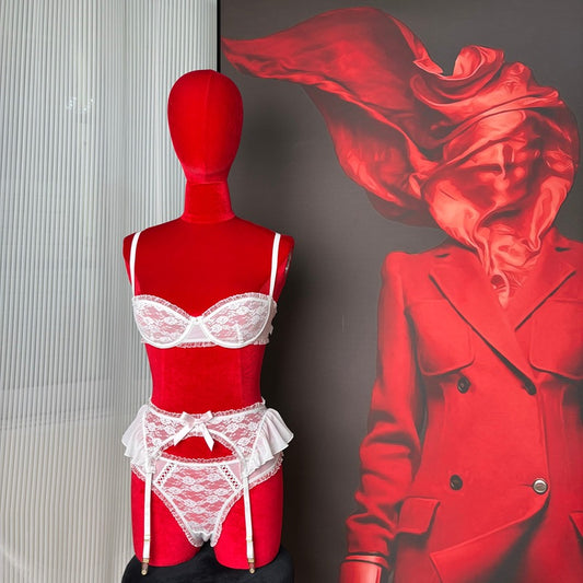 FREEDOMBEAUTY | FQ2980M209 Lace fungus root pure desire bra low waist sexy thong women's underwear set cross-border