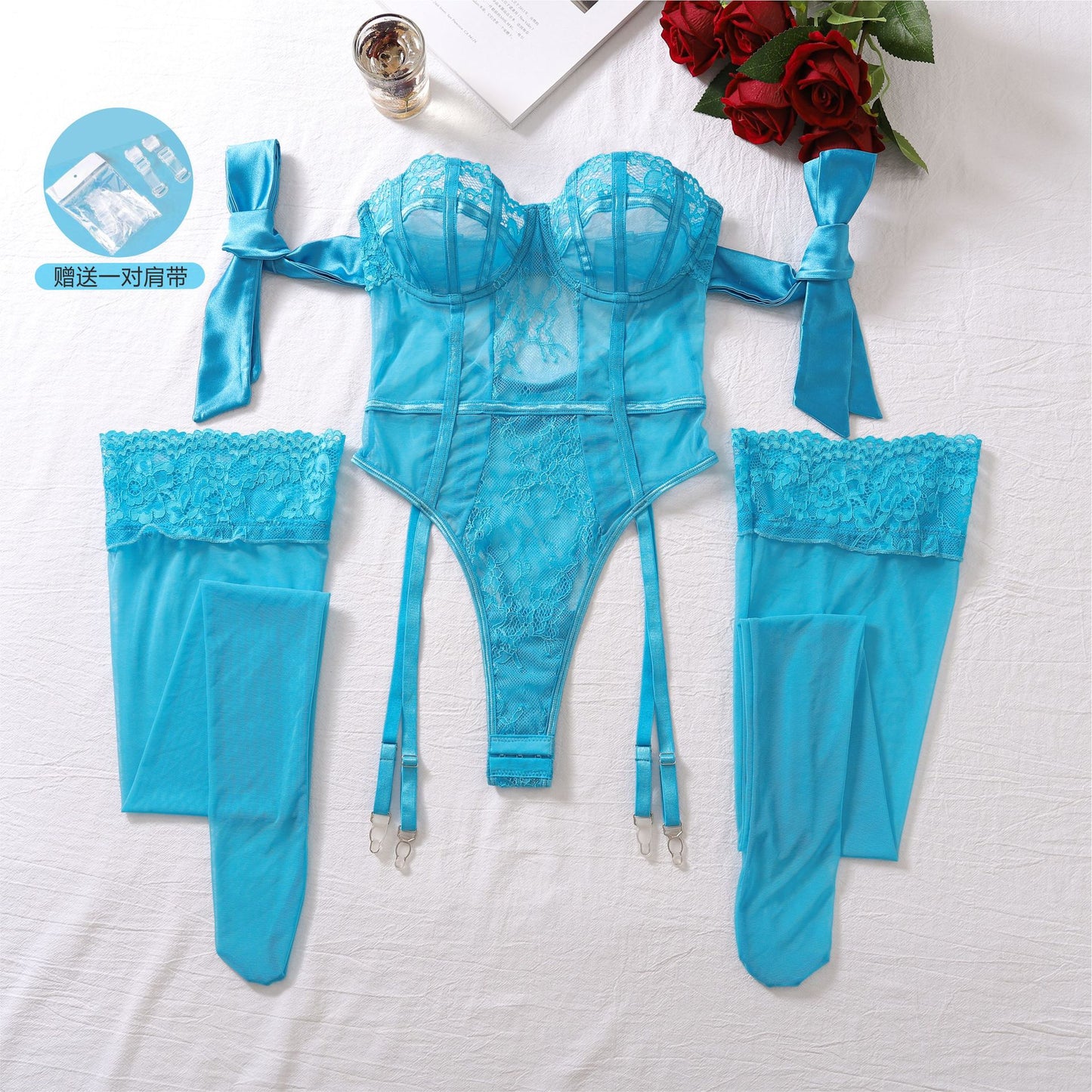 Freedombeauty | Underwear sexy lace pure desire to avoid temptation multi-color onesie with steel ring gathering underwear