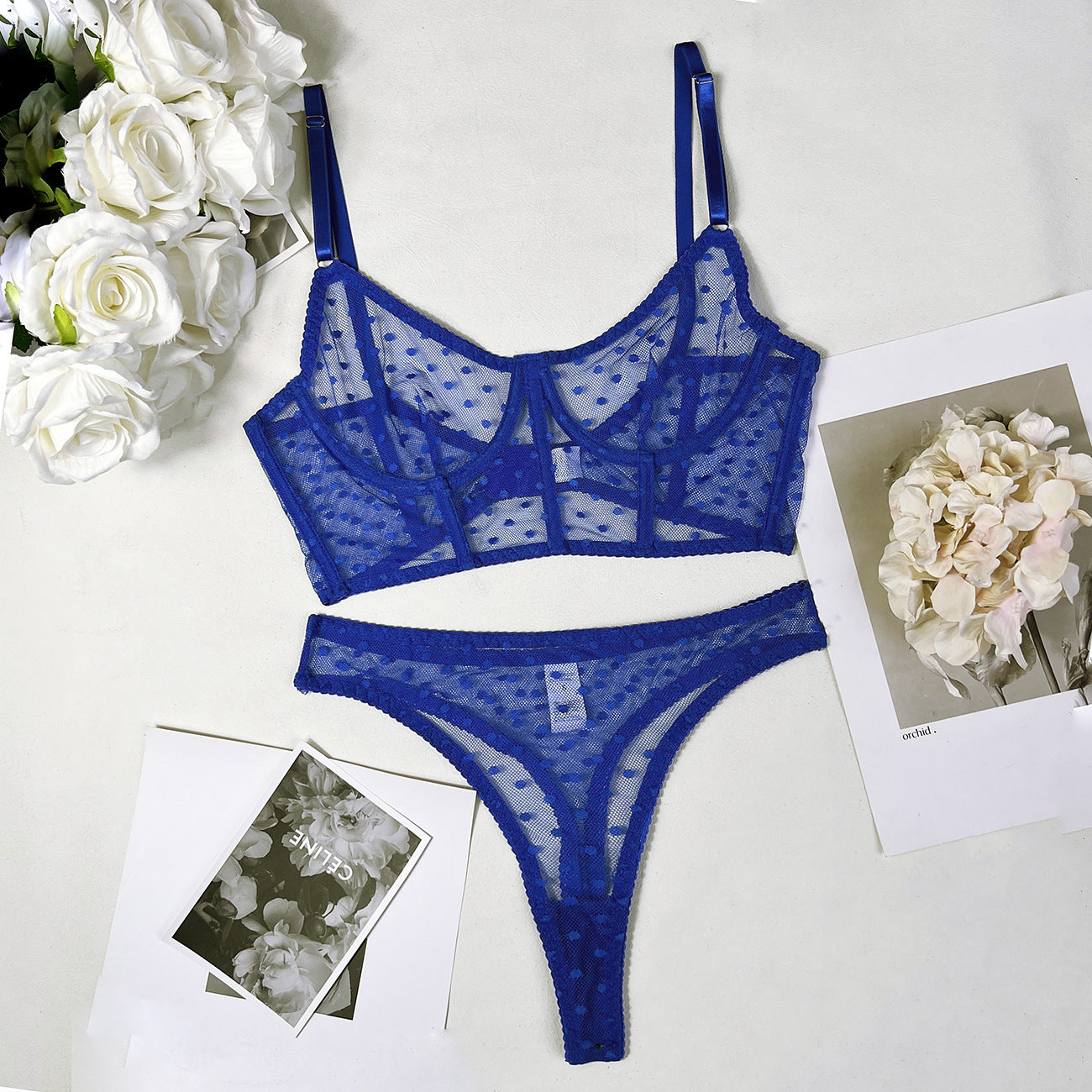 freedombeauty|Hot-selling lingerie sexy perspective fishbone 2-piece kit
