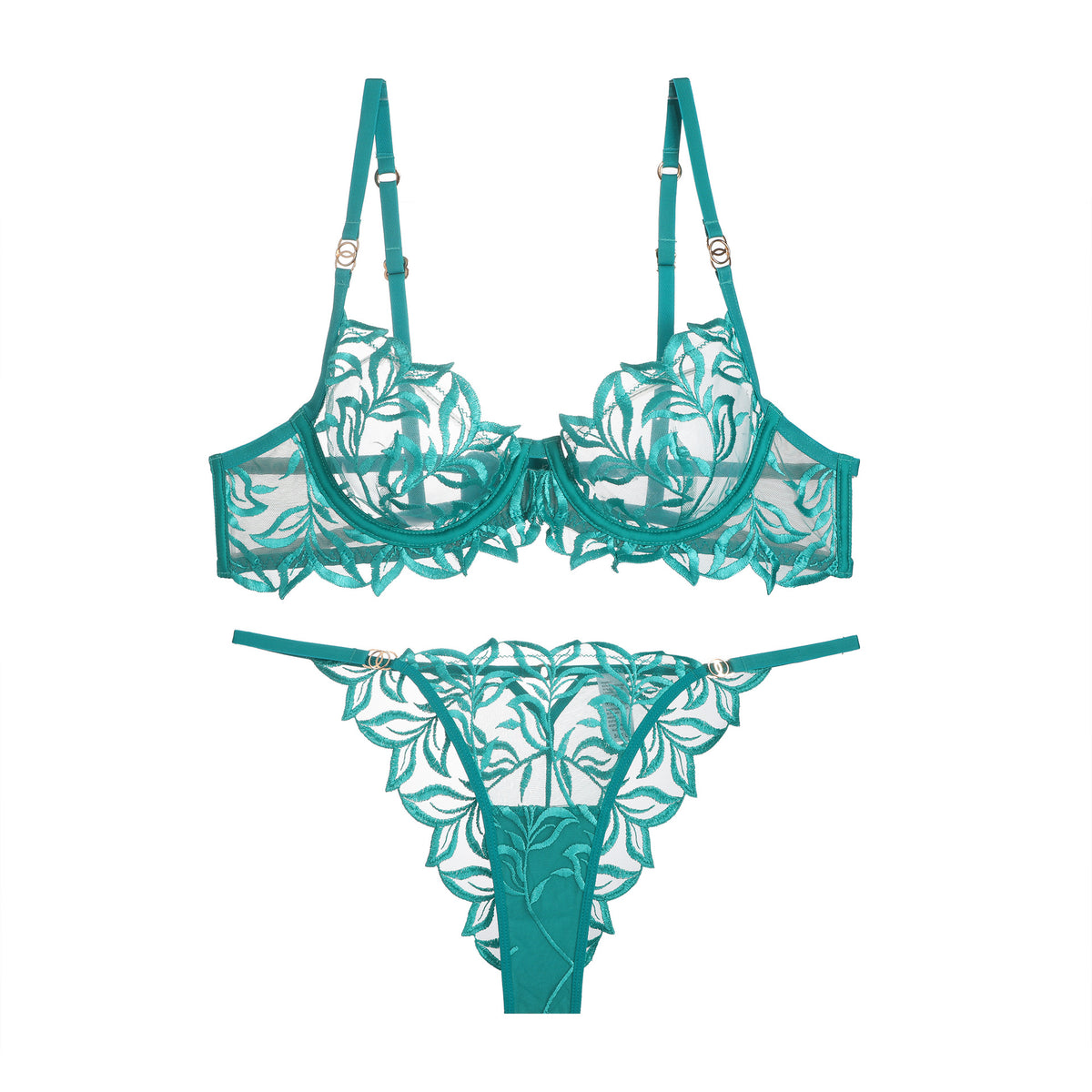 FREEDOMBEAUTY | Cross-border classic embroidered bras and underwear two sets women's underwear fishbone foreign trade special for Bra ultra-thin bras