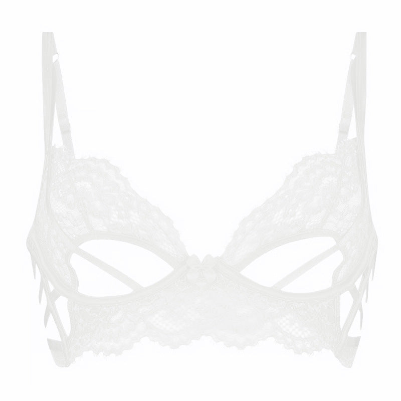 Freedombeauty | French underwear bra women's ultra-thin no sponge with steel ring breathable sexy lace erotic underwear set