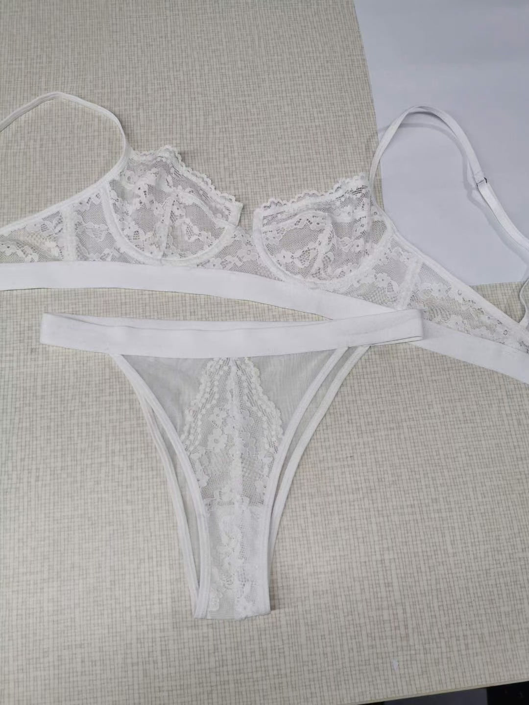 FREEDOMBEAUTY | Bra ultra-thin lace underwear sexy seduction rimless triangle cup thong bra sexy lace underwear