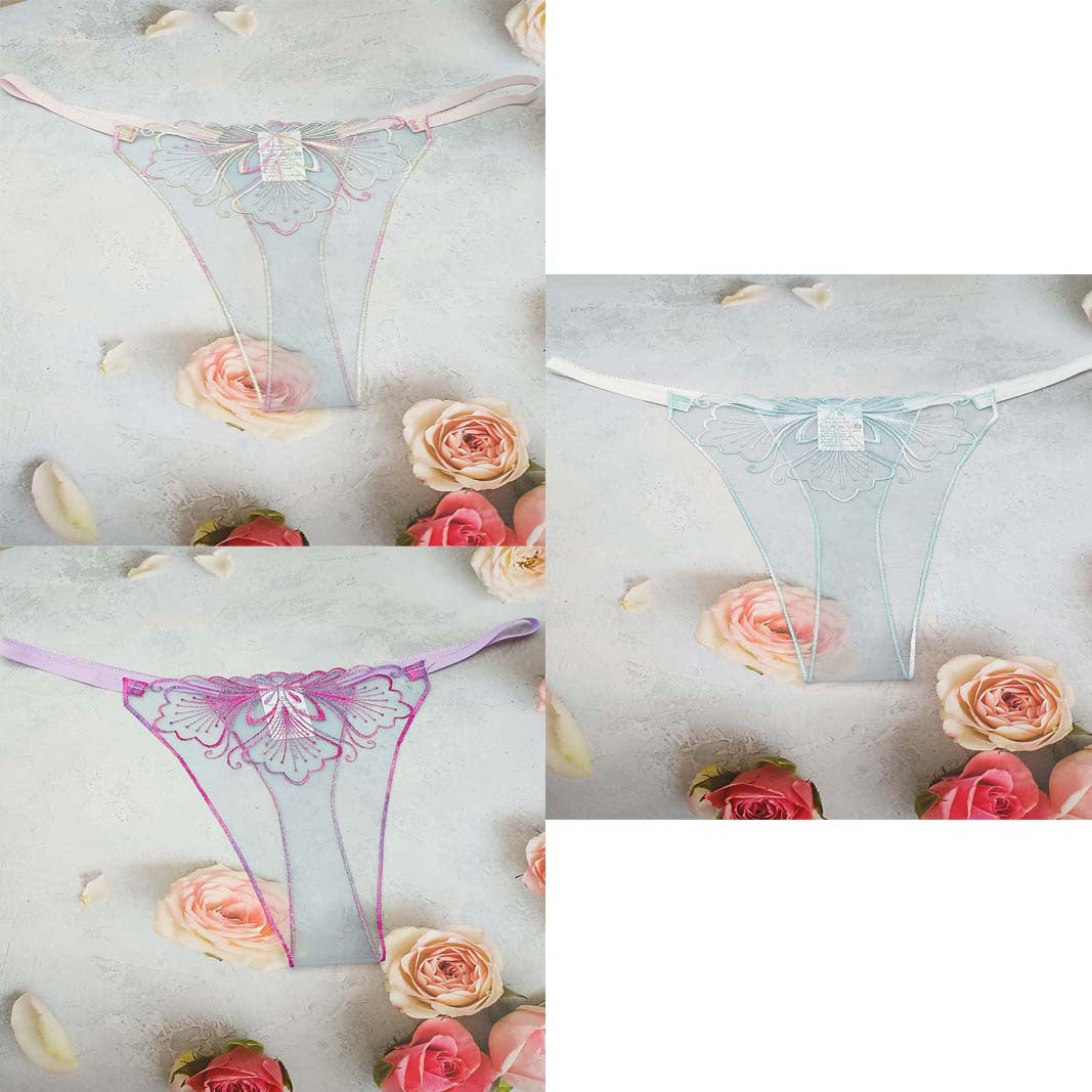 FREEDOMBEAUTY | Sexy hollow transparent mesh embroidered pattern women's sex thong perspective seduction lace cross-border