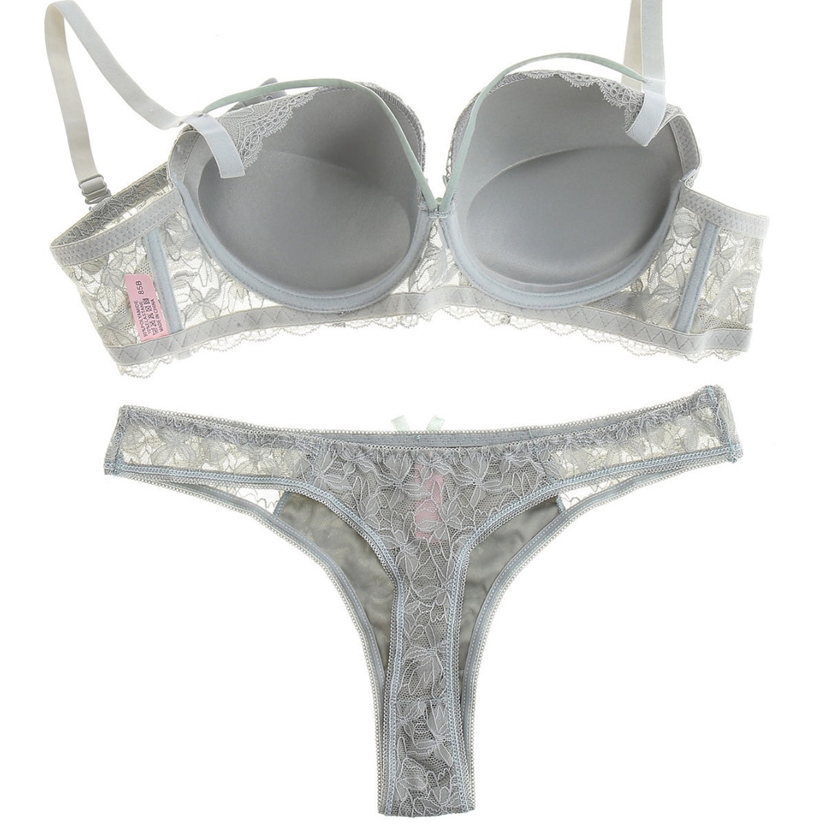 FREEDOMBEAUTY | Lace thong embroidered T-pants women's yoga sports panties bra set spring new models with chest pads sexy