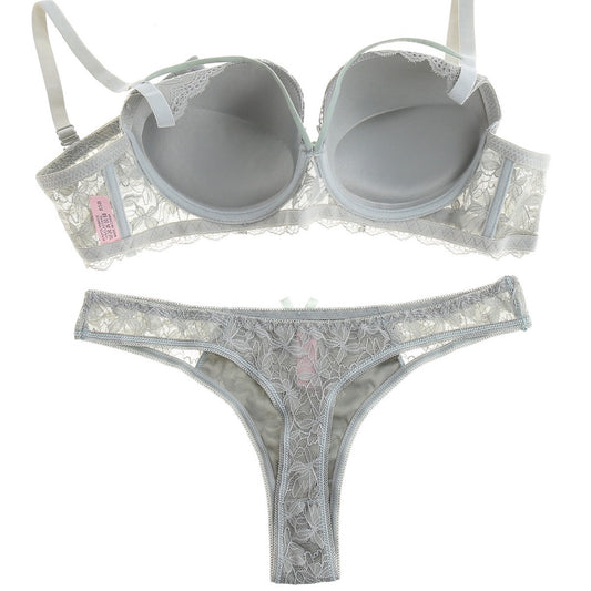 FREEDOMBEAUTY | Lace thong embroidered T-pants women's yoga sports panties bra set spring new models with chest pads sexy