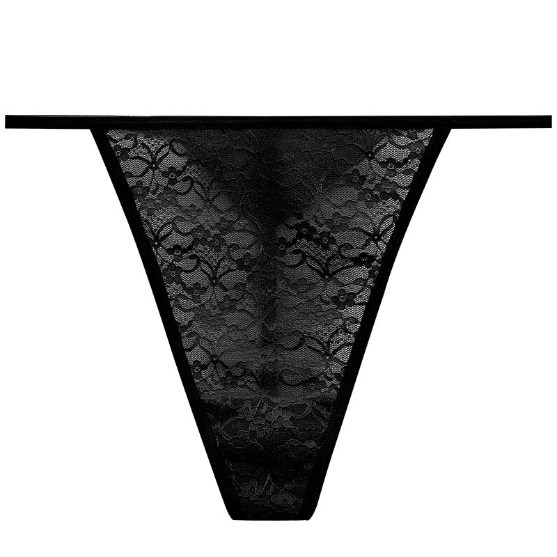 FREEDOMBEAUTY | European and American lace trousers women's transparent mesh yarn one thread t-pants sexy and sexy underwear foreign trade explosion source factory