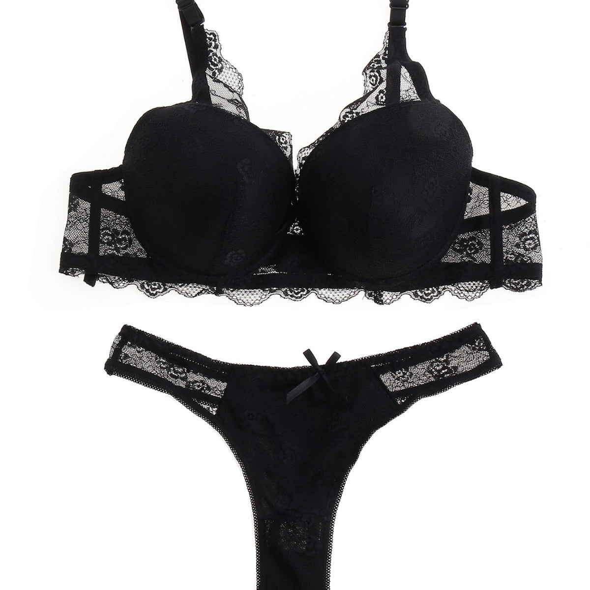 FREEDOMBEAUTY | Lace bra set underwear underwear cross-border black chest large anti-sagging gathering top support thin strapless
