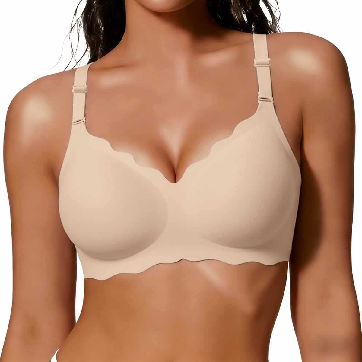 FREEDOMBEAUTY  Jelly Bras for Women No Underwire Scalloped Push U