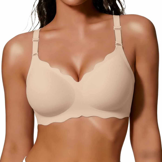 FREEDOMBEAUTY  Jelly Bras for Women No Underwire Scalloped Push U