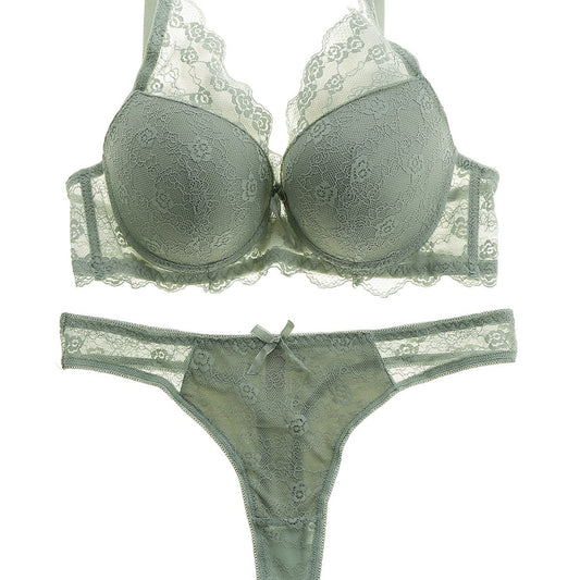 FREEDOMBEAUTY | Lace bra set underwear underwear cross-border black chest large anti-sagging gathering top support thin strapless