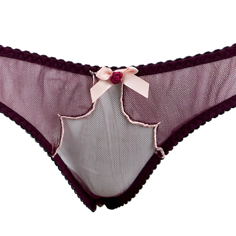 Freedombeauty | FQ2837 Fuchsia embroidered AP underwear steel rim tulle big chest underwear sexy European and American suit cross-border sex woman