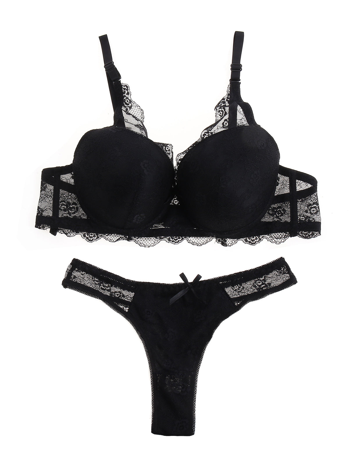 FREEDOMBEAUTY | Lace bra set underwear underwear cross-border black chest large anti-sagging gathering top support thin strapless