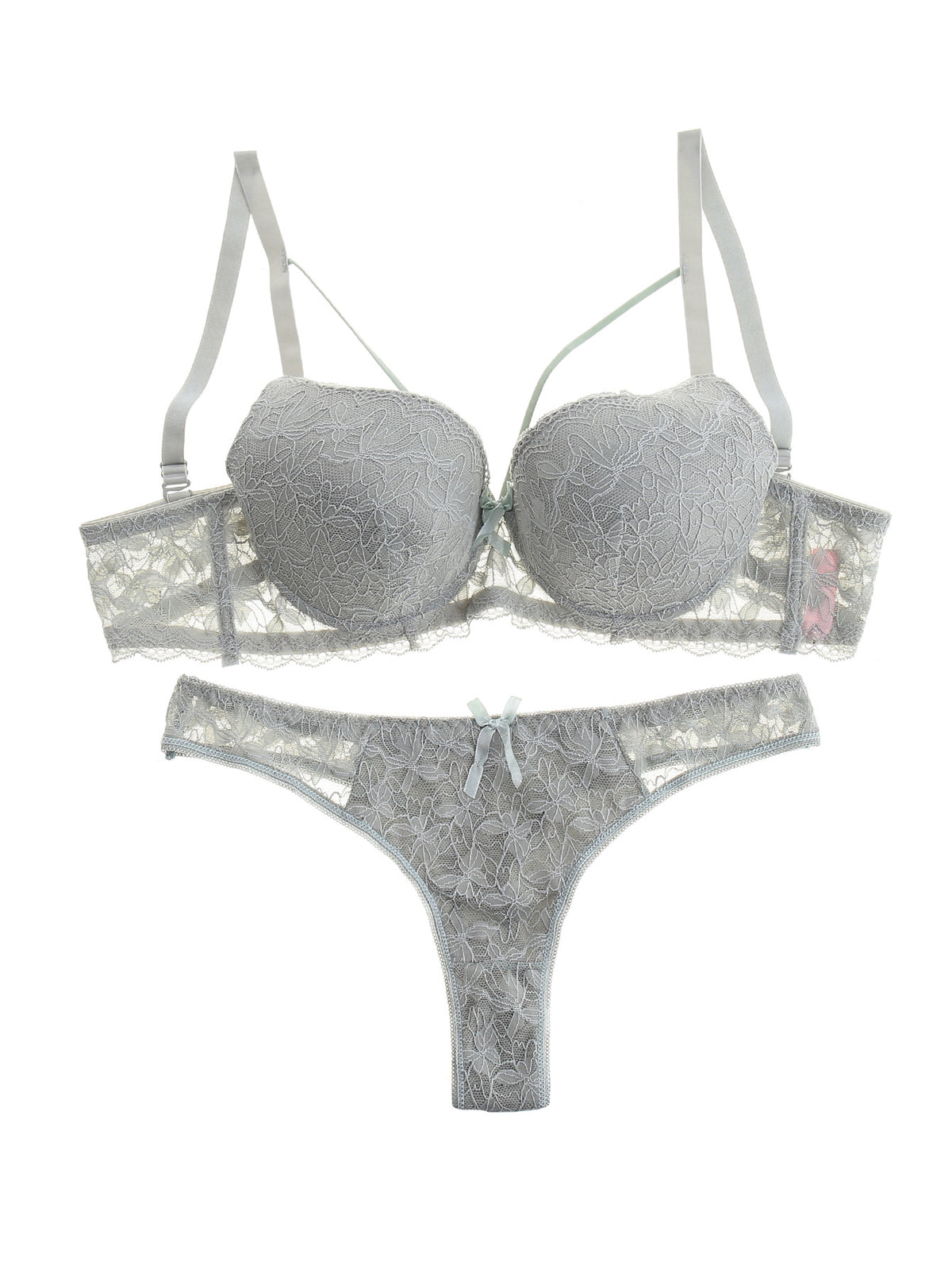 FREEDOMBEAUTY | Lace thong embroidered T-pants women's yoga sports panties bra set spring new models with chest pads sexy