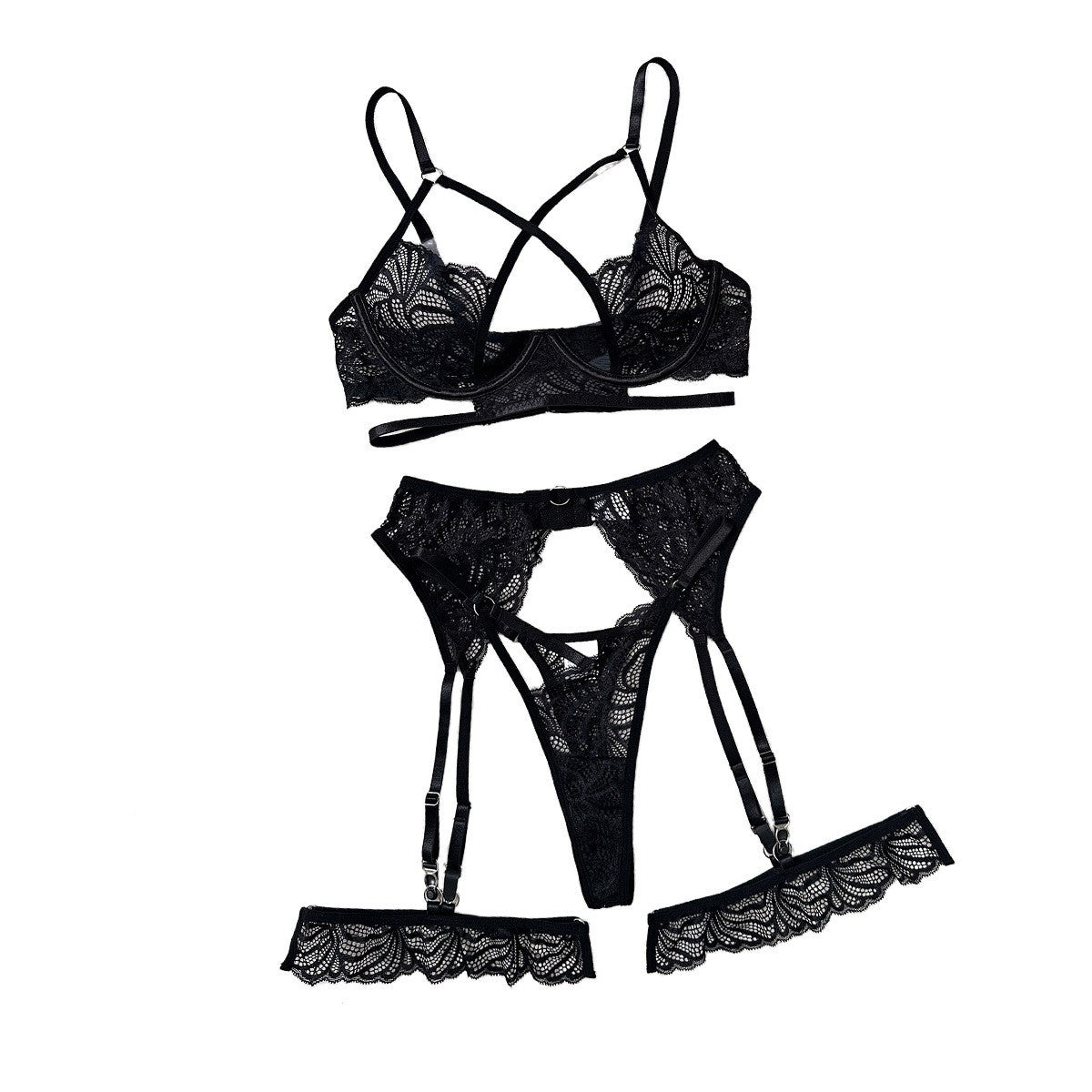Freedombeauty | Lingerie Factory Female Adult Black Lace Splicing Sexy Bra Set