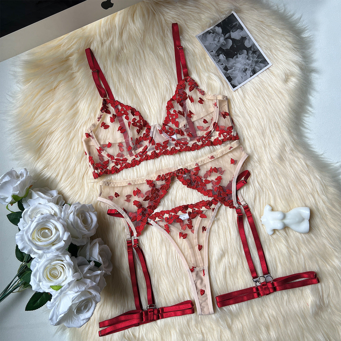 freedombeauty|Heavy Industry Embroidery Splicing Straps Sex Underwear Sex Underwear Kit lingerie set