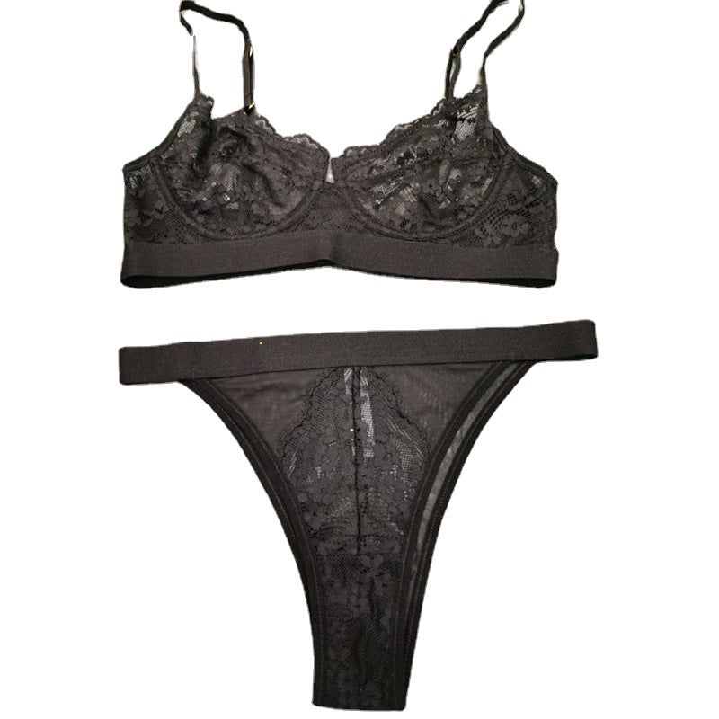 FREEDOMBEAUTY | Bra ultra-thin lace underwear sexy seduction rimless triangle cup thong bra sexy lace underwear