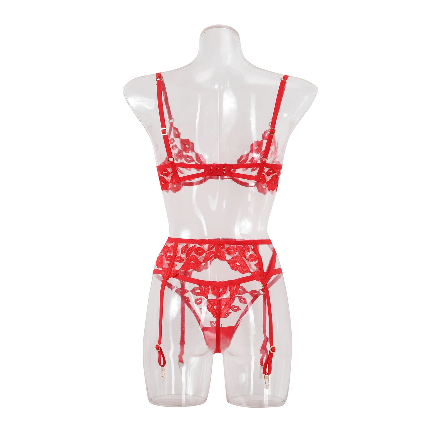 FREEDOMBEAUTY | New environmentally friendly recycled material European and American cross-border sexy bra women's suit red lip Valentine's Day underwear panties thong
