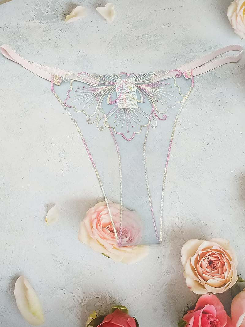 FREEDOMBEAUTY | Sexy hollow transparent mesh embroidered pattern women's sex thong perspective seduction lace cross-border