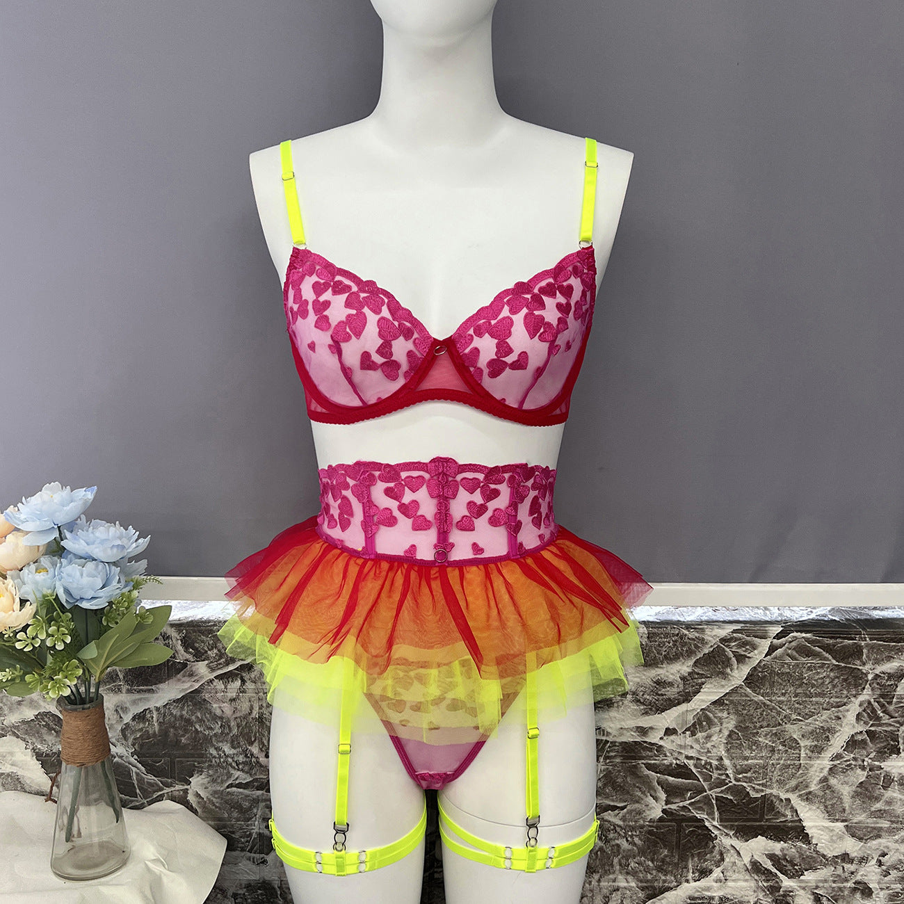 freedombeauty|Heavy Industry Embroidery Splicing Straps Sex Underwear Sex Underwear Kit