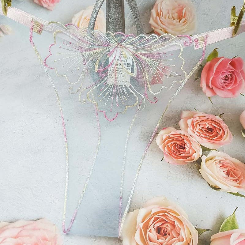 FREEDOMBEAUTY | Sexy hollow transparent mesh embroidered pattern women's sex thong perspective seduction lace cross-border