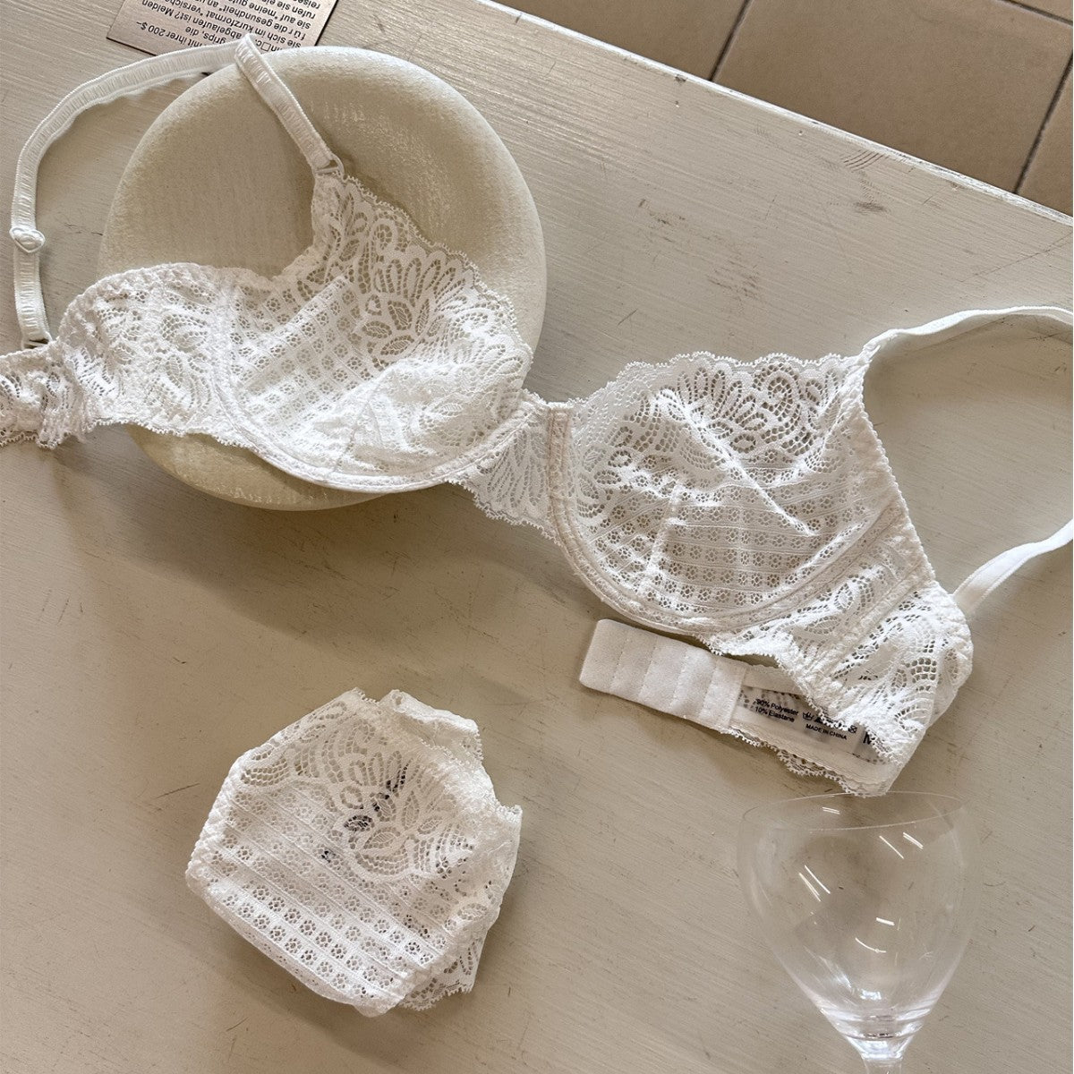 FREEDOMBEAUTY | Plaid lace bra European and American sexy French underwear thin big breasts small anti-sagging gathered bra set