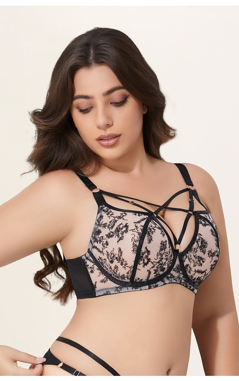 Freedombeauty | European and American large-size underwear women's big breasts show small anti-sagging gathering breathable breasts with full cup fat MM bra