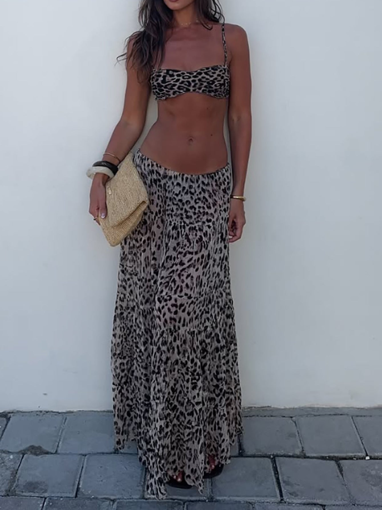 FREEDOMBEAUTY | Bikini dress split swimsuit women's 2026 new sexy AliExpress Amazon leopard print split swimsuit