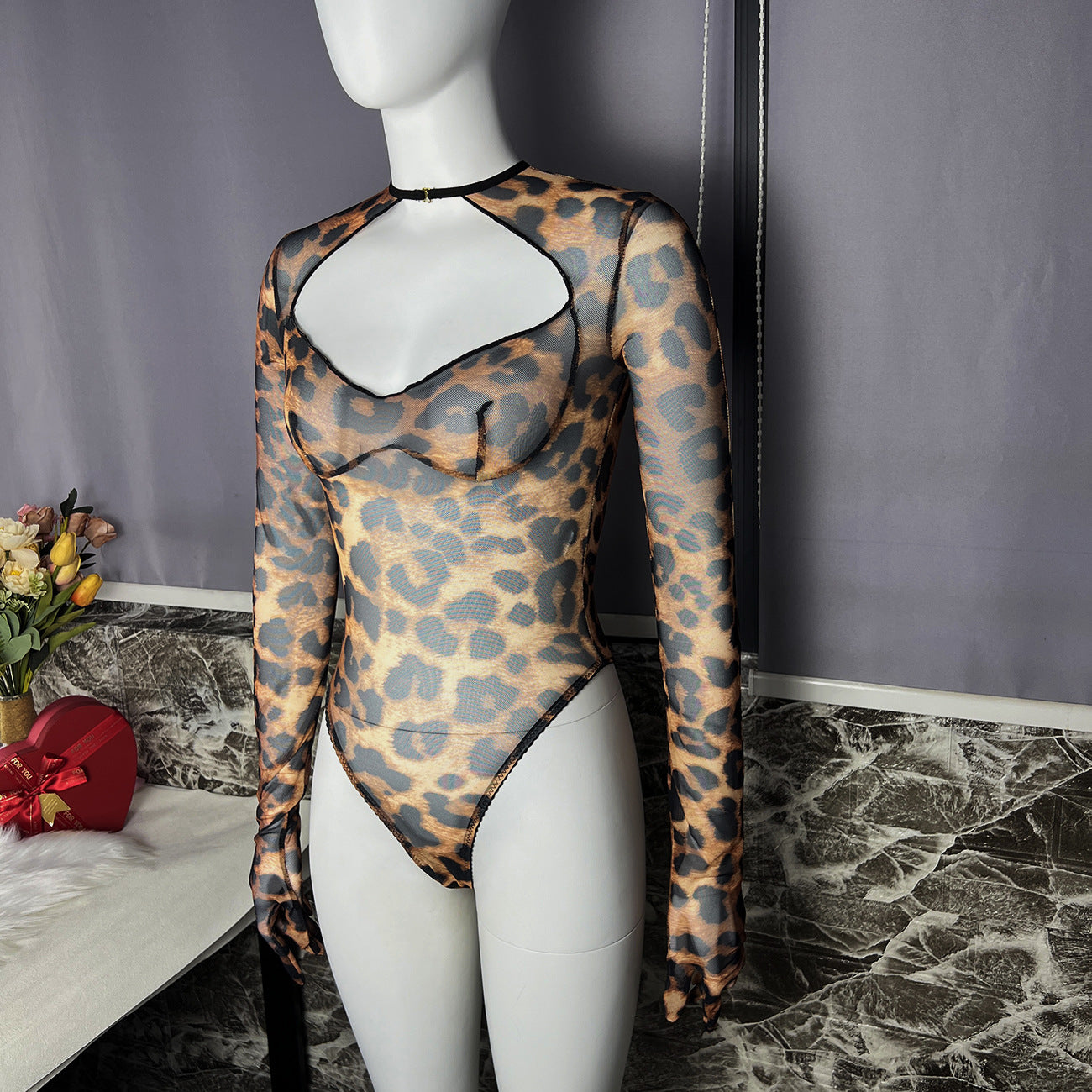 freedombeauty｜Fun leopard print bodysuit outerwear onesie with gloves onesie