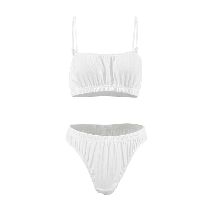 FREEDOMBEAUTY | 2024 summer new cool and comfortable sexy white knitted suspender shorts pajamas set loungewear women