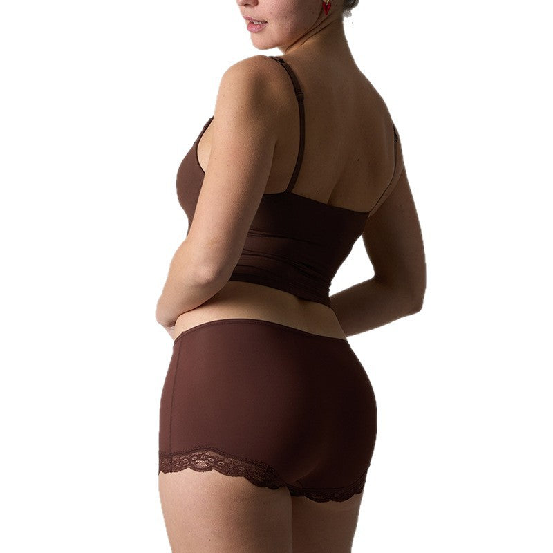 FREEDOMBEAUTY | fits everybody with chest pads, suspenders, nude slim-fit lace tank top, shorts set