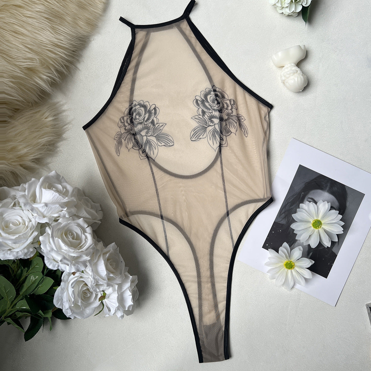 FREEDOMBEAUTY | European and American women's hollowed-out leggings backless integrated underwear backless tights