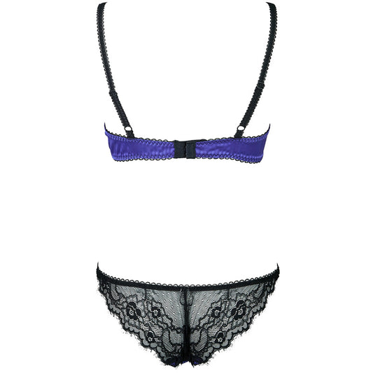 FREEDOMBEAUTY | FQ2986 Satin eyelash lace cotton cup low waist briefs sexy women's bra set pure desire underwear